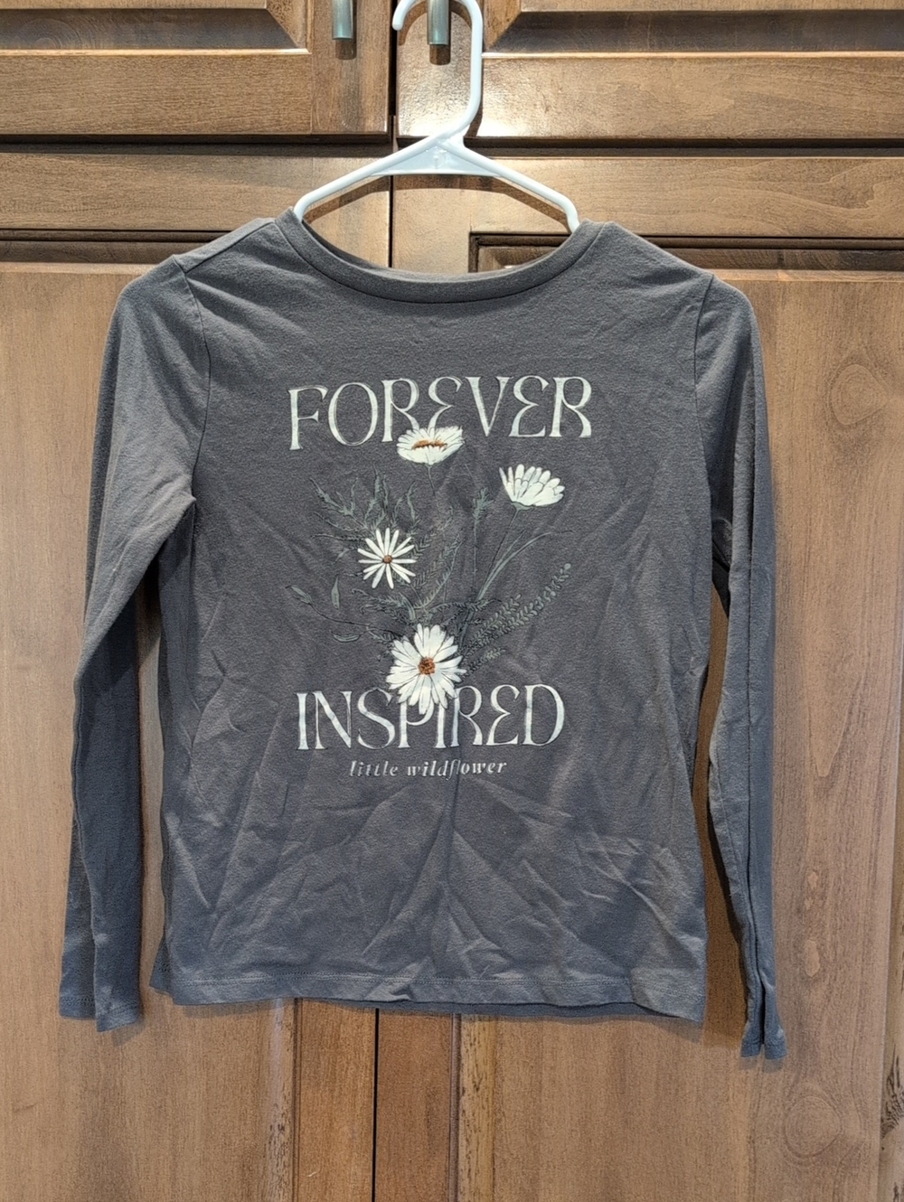 OshKosh B'gosh Long Sleeve Tee - Charcoal Gray with White Floral